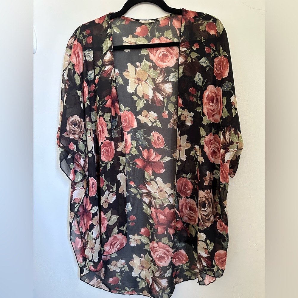 Emory Park Black Floral Kimono